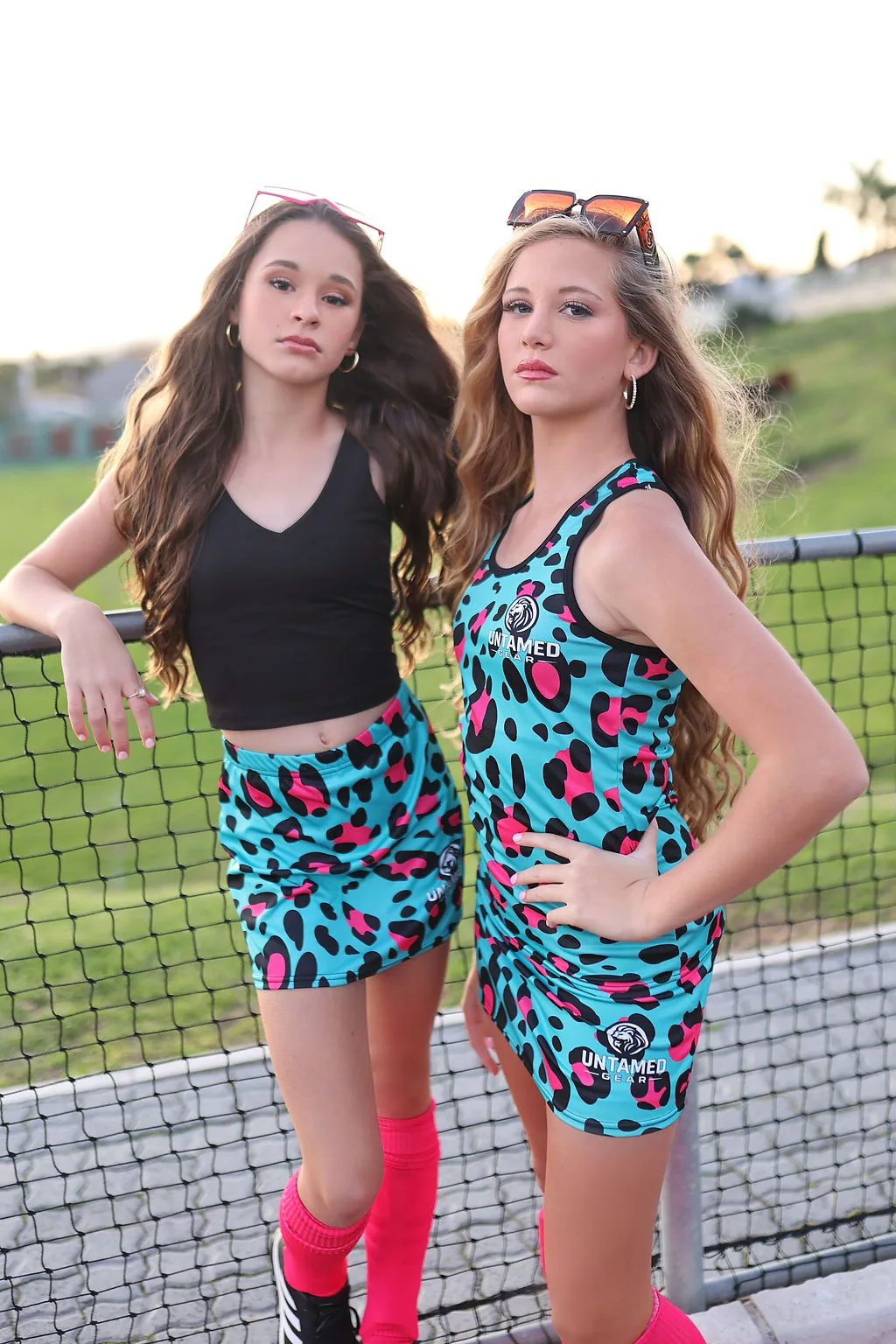 Aqua Leopard skort